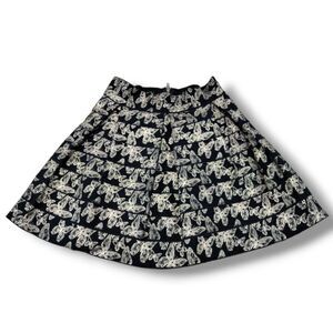 Guess Skirt Size Small Womens Pleated A-Line Skirt Gold Butterflies Circle Skirt